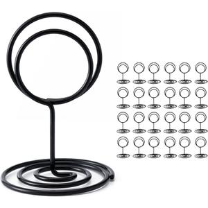 Hoewina 26Pcs Table Number Holders, Place Card Holder, Wire Picture Holder, Small Size Table Card Holders, Photo Holder for Centerpieces, Wedding Reception, Party, Birthday (Black)