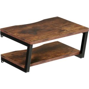 LUCKUP 2 Tier Floating AV Shelves Wall Mounted Projector Shelf Wooden Media Stand with Cable Relief Notch, Entertainment Center Metal Steel Frame