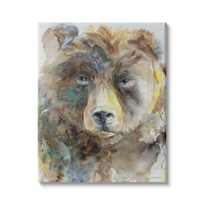 Stupell Industries Abstract Watercolor Brown Bear Portrait Wild Forest Animal, 36 x 48, Design by Kamdon Kreations
