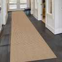 KOZYFLY Extra Long Runners for Hallways 2.6x16 ft Washable Kitchen Runner Non Slip Rubber Backed Hallway Rug Cotton Entryway Runner Rug Floor Carpet for Indoor Hall, Kitchen, Stair, Tan/Orange/Brown