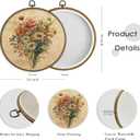 MAQIKA Vintage Floral Framed Wall Art Decor, Botanical Canvas Prints, Farmhouse Flower Round Wall Hanging, Boho Wall Art for Living Room Bedroom Kitchen, 10x10 Inch