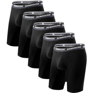 BAMBOO COOL Men's Long Boxer Briefs Performance Long Leg Sports Boxer Brief Underwear MultiPack
