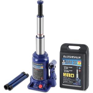 BAOSHISHAN 4 Ton Double Ram Bottle Jack 6-1/4" to 15-3/8" Lifting Range Portable Hydraulic Bottle Jack with Carrying Case