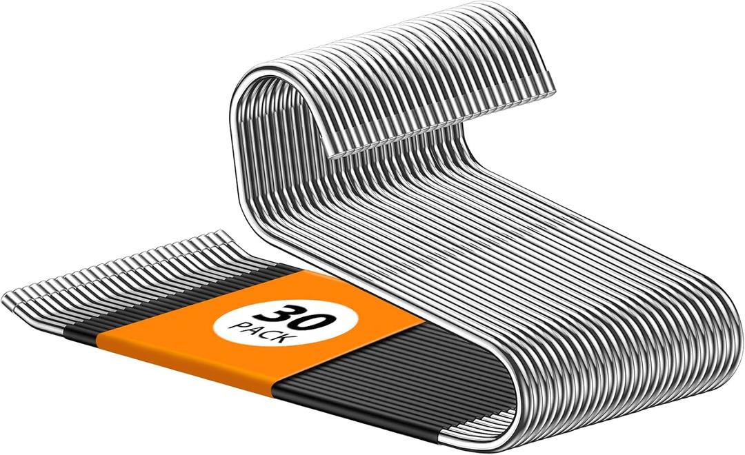 Hodola Pants Hangers Non Slip - 30 Pack Open Ended Hangers for Pants, Metal Jean Rack for Closet Women and Men, Space Saving Design for Slacks Trouser Blanket, Organization and Storage (Black)