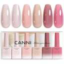 CANNI 6 Pcs 9 Ml Nude Pink Quick Builder Nail Gel Polish Set- Jelly Pink Builder for Nails Strengthener Gel Thickening Extension for Beginners DIY Home Salon Manicure