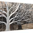 Yihui Arts Tree of Life Metal Wall Art Set - Handcrafted 3D Aluminum Sculpture, Silver Couples Artwork for Home Decor - Perfect Living Room, Bedroom, or Office Accent (24Wx64L(IN))