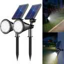 Solar Lights Outdoor Waterproof, 36 LEDs 1000LM Adjustable Solar Spot Lights Outdoor, 2-in-1 Solar Powered Spotlight Landscape Lighting for Garden, Yard, Pathway- 2 Pack (Cool White)