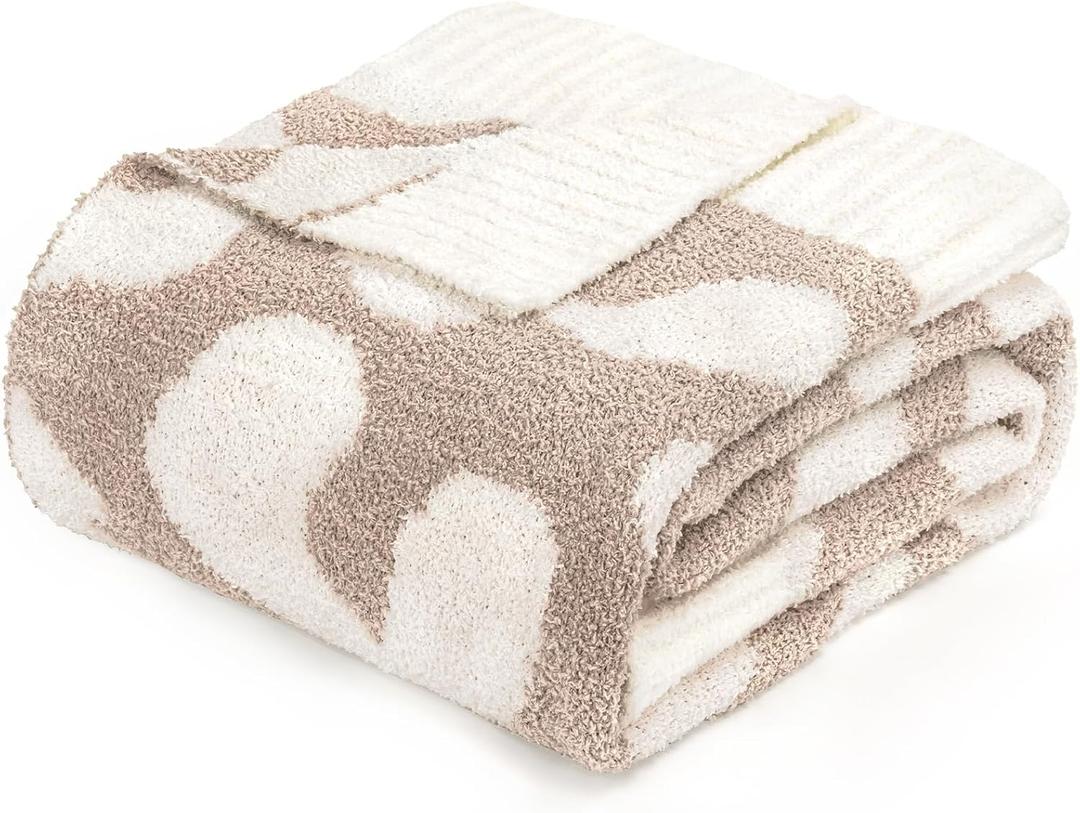 MACEVIA Knit Leopard Throw Blanket 50" x 60" Super Soft Cozy Cheetah Print Blanket for Couch Sofa Bed, Warm Animal Christmas Blanket Gift for Women (Leopard Brown)