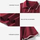 Aiyino Men's Muscle V Neck Polo Shirts Slim Fit Short Sleeve Cotton Golf T-Shirts Ribbed Knit Soft Tees (Red, L)
