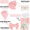AIMUDI Baby Pink Satin Ribbon Bows 4.5" Pre-Tied Bows with Twist Ties for Gift Wrapping Treat Bags Boxes Baby Shower Wedding Party Favors Valentine's Day Decorations, 36 PCs