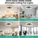 19.7'' Modern Ceiling Fans with Lights and Remote, Low Profile Ceiling Fan with 6 Speeds, 3000K-6500K Dimmable Fandelier LED Fan Light for Bedroom Living Room