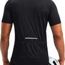 Bikewa Men's Cycling Jersey Moisture Wicking Short Sleeve UPF Half Zip Bike Road Riding Biking Shirts for Men Zipper Pockets (4X-Large, Black)