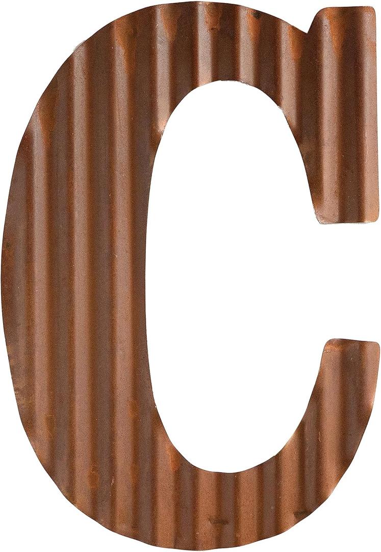COLLECTIVE HOME - 12" Metal Letters for Wall Decor, Corrugated Rusty Letters, Rustic Hanging Wall Decor, Monogram Hanging Farmhouse Decor, Alphabet Signs for Office Bedroom Living Room Kitchen (C)