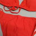 OZICERD 2 Piece Bikini Sets for Women Halter Triangle Bikini Tops Brazilian String Swimsuit Full Coverage Bottom Bathing Suit (Red, S)