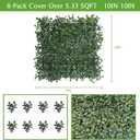 Grass Wall Panels 8 PCS 10"x 10" Artificial Boxwood Panels with 50 Zip Ties, Fake Greenery Backdrop Wall Grass 3 Layer Backdrop Artificial Plant Walls for Outdoor Indoor Garden Fence Backyard