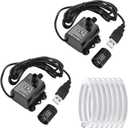 80GPH 5W USB Mini Water Pump With 2M(6.6ft) Clear Tube,300L/H durable fountain water pump for Pond Fountain, Aquariums Fish Tank, Statuary, Hydroponic 2-Pcs