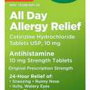 Amazon Basic Care All Day Allergy, Cetirizine Hydrochloride Tablets, Antihistamine, 10 mg, 365 Count (Packaging may vary)