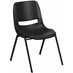 Flash Furniture HERCULES Series 440 lb. Capacity Kid's Black Ergonomic Shell Stack Chair with Black Frame and 14" Seat Height, Set of 1