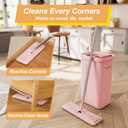JOYMOOP Pink Mop and Bucket with Wringer Set for Home, with 5 Reusable Microfiber Mop Pads, Hands-Free Self-Cleaning System, Suitable for Floor Cleaning and Wall Cleaner