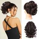 REECHO 9" Short Ponytail Extension, Classic Loose Curly Wavy Claw Clip Pony tails Hair Extensions HP001 Hairpieces for Women (Dark Brown)