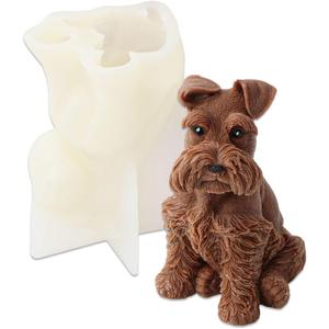 Cestony 3D Sitting Schnauzer Dog Shape Candle Silicone Molds for DIY Candle Resin Pillar Aromatherapy Candles Wax Soap Flower Specimen Clay Craft Desk Decor Making Tools