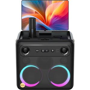 Ikarao Smart Karaoke Machine for Adults - with Lyrics Display, 32GB Karaoke Tablet, 2 Wireless Mics, Professional Karaoke System, 300W Peak Power, 4 DJ Lights, Karaoke Speaker for Any Occasion (Break X2 with Wireless Microphones)