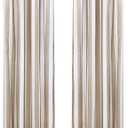 Seaside Stripe Indoor/Outdoor Grommet Curtain Panel - Pair Each 50" x 84" in Linen