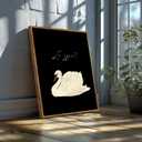 2 x EAGLOG Vintage Framed-White Swan Wall Art,Farmhouse Animal Canvas Print,Black And White Cottagecore Picture,Eclectic Rustic Artwork,Moody Painting Wall Decor for Living Room Bedroom Office 8x10in