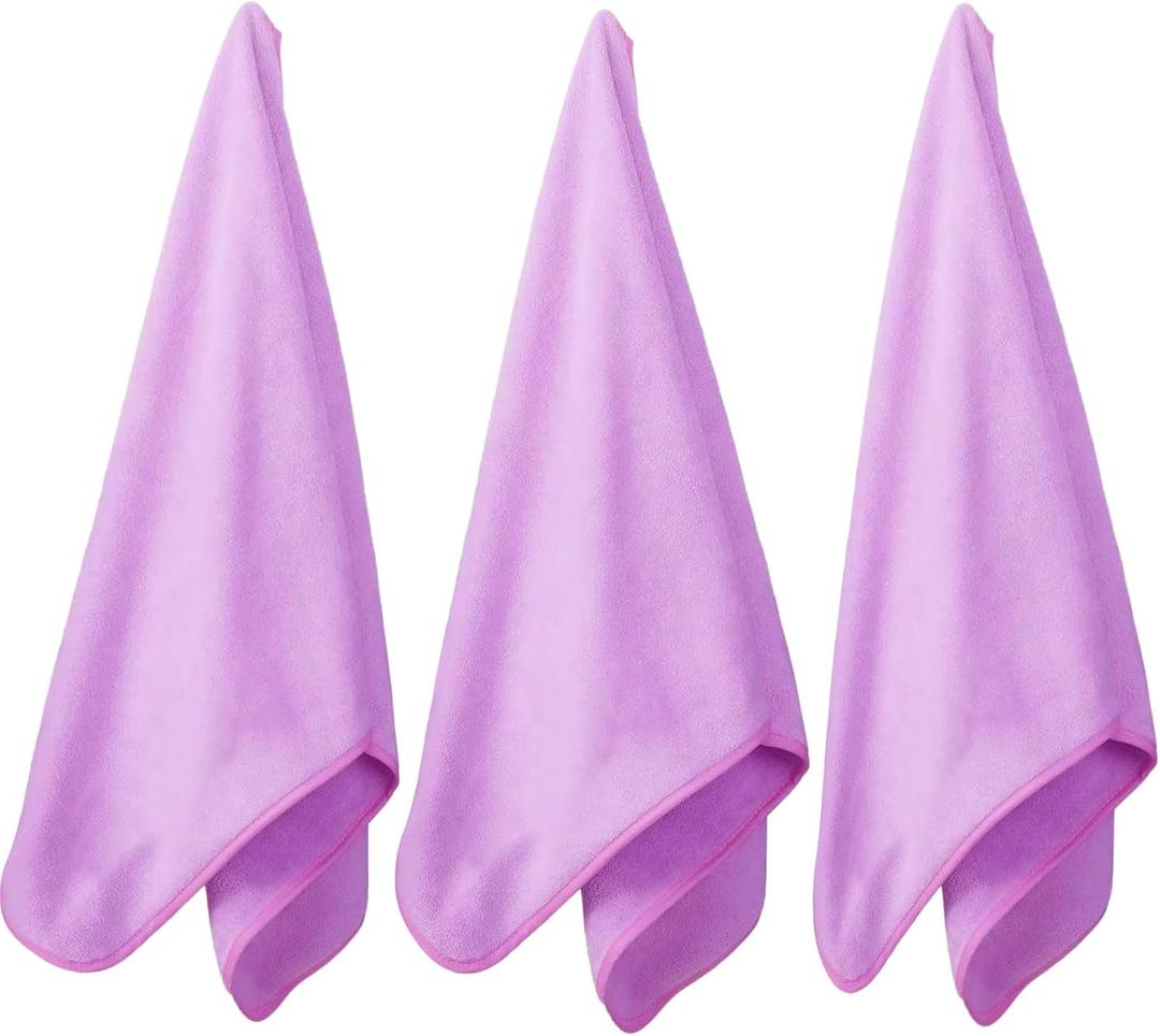 Microfiber Gym Towels Bigger Size Super Soft for Exercise Fitness, Sports, Workout, 380-GSM 15-Inch x 31-Inch Quick-Drying Towels (3 Pack, Pure Purple)