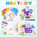 24 Set Mother's Day Craft Kits DIY Handprint Flower Pot Handmade Greeting Card Kits with Ribbon Flowers Stickers Happy Mothers Day DIY Art and Craft Projects Gifts for Classroom Game Home Activities