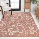 JONATHAN Y All-Over Scroll Indoor Outdoor Area Rug 4X6 Salmon/Cream, Maribel Traditional Classic for Backyard, Patio, Porch, Easy-Cleaning, High Traffic, Pet-Friendly, Non-Shedding (TSN205A-4)