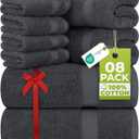 Utopia Towels 8 Piece Luxury Towel Set  Majestic Plush, Super Absorbent & Quicker-to-Dry, Thick 100% Ring Spun Cotton Towels for Bathroom, Spa & Hotel  2 Bath, 2 Hand, 4 Washcloths, Grey