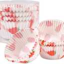 Mini Cupcake Liners for Baking, 100PCS Muffin Liners, Strawberry Paper Baking Cups, Cupcake Wrappers Non Stick, Truffle Cup Cake Paper Cup for Wedding Birthday Party Mother's Day Valentine's Day