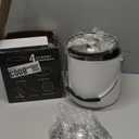 Insulated Ice with Silicone Lid, Scoop, Tongs & Strainer, 3L Stainless Steel Double Wall Ice Buckets for Parties & Cocktail Bar, Champagne Ice  with Lid for Freezer, Ivory (Moonlit White)