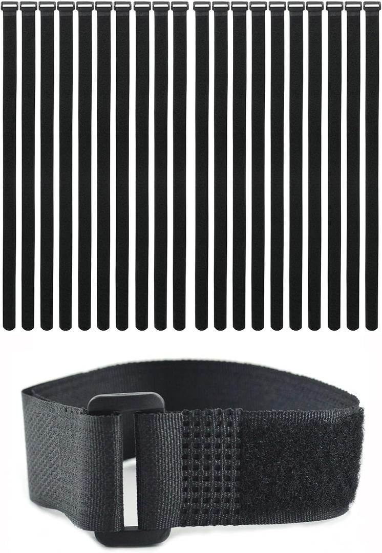 20 Pack (12 x 1 Inch) Reusable Fastening Cable Ties and Cable Straps,Adjustable Multi-Purpose Hook and Loop Straps Nylon Cable Ties Organizer Fastener Management Wire Straps