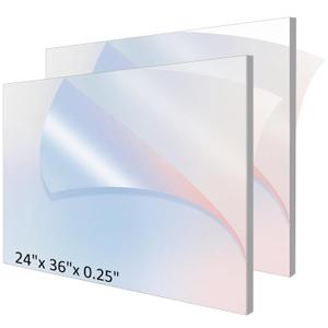 WISYOK 2 Pack 24"x36" Acrylic Sheets, 1/4" Thick Plexiglass for Crafts, DIY Projects, Signage, Display, Glass Replacement (6mm)