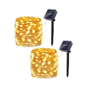 Lomotech Solar String Lights Outdoor - 2 Pack Total 66ft 200LED Solar Fairy Lights Waterproof 8 Modes Twinkle Lights for Outdoor, Patio, Garden, Yard, Party, Wedding, Tree Decoration (Warm White)