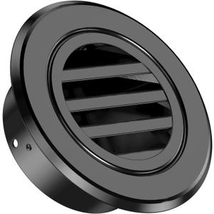6 Inch Round Vent Cover, HG Power Aluminium Alloy Louver Gable Vent, Black Soffit Vent with Built-in Screen Mesh for Bathroom Kitchen Office Ventilation 5.66”