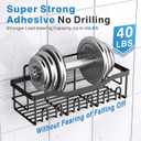 EUDELE Adhesive Shower Caddy, 5 Pack Rustproof Stainless Steel Bath Organizers With Large Capacity, No Drilling Shelves for Bathroom Storage & Home Decor (XL size, Black)