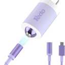 Magnetic for iPhone Charger, 1edo GaN 30W Fast USB C Charger Block, PD 3.0 QC 4.0 Foldable with 6FT Cable Magnetic Fast Charger for iPhone 17/16 and More Series, Samsung Galaxy, iPad(Purple)