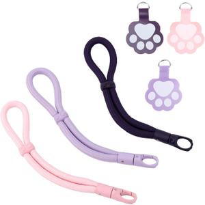 Penitue 3pcs Phone Wrist Straps, Premium Adjustable Braided Cellphone Lanyard with Cat Paw Tether Tabs Mobile Cell Phone Wristlet Bracelet Suitable for Women (3 Colors)