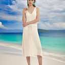 Ross&Freckle Women's Summer Swimsuit Bikini 2025 Beach Swimwear Crochet Cover up Hollow Out Crop Sleeveless Swim Outfit (L)