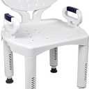 Vaunn Medical Shower Chair Bath Seat with Padded Arms, Removable Back and Adjustable Legs for Bathtub Safety (Wide Chair With Arms)