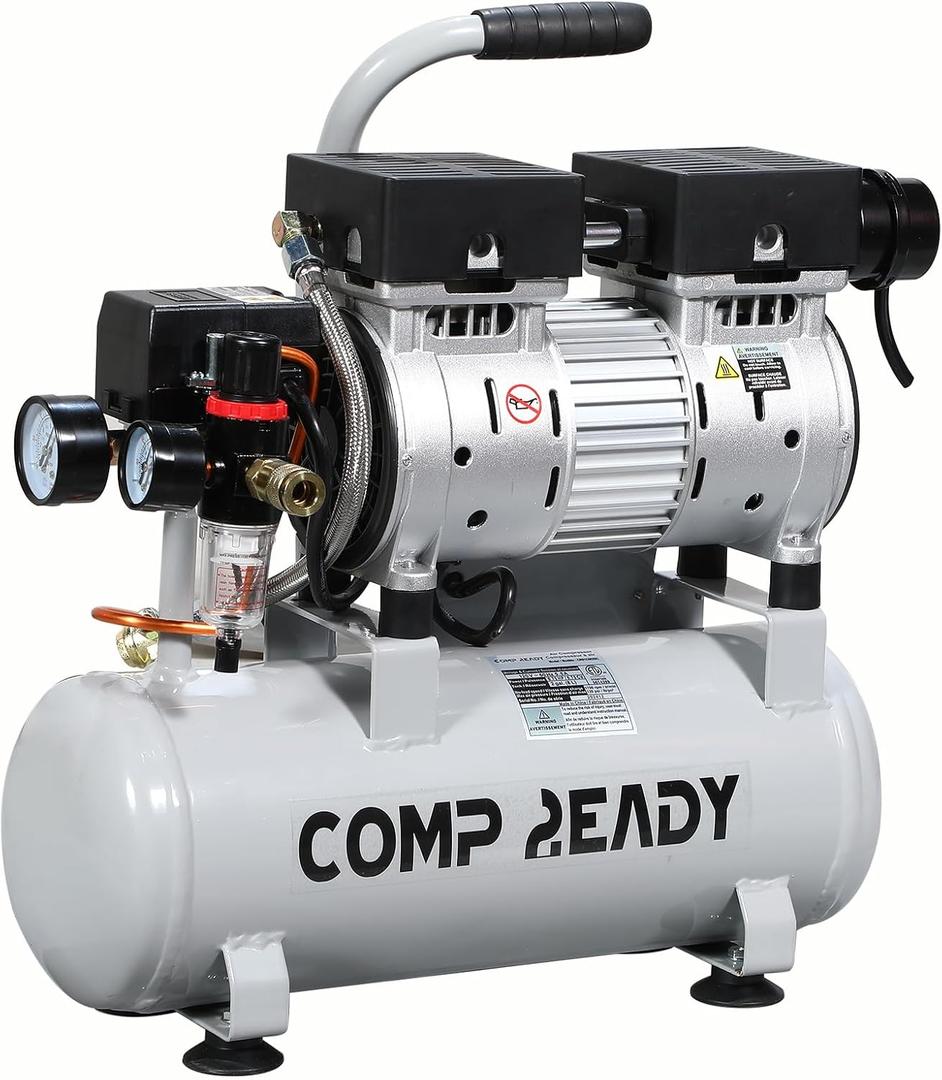 2 Gallon Portable Air Compressor 0.75HP 1.7 CFM@90PSI 60dB Ultra Quiet Oil Free Air Compressor for Tire Inflation Pneumatic Tool Spray Painting