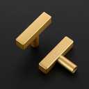 Ravinte 20 Pack Brass Single Hole Champagne Gold Handles Square Cabinet Hardware Stainless Steel Pulls for Kitchen Cupboard Drawers 2 Inch Overall Length