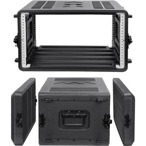 Diandian 6U Rack Case Shallow 16" Depth, 19" Rackmount Flight Case, Watertight Dust-Proof, Shock Mount for Amplifier, Pro Audio, DJ Mixer, Effects with Microphone Compartments, 6U Rack Space 16" Deep
