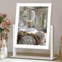 Vanity Mirror with Lights, 3-Color Dimmable & Adjustable Lighted Makeup Mirror with Smart Touch and 360 Rotation (White)