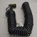 Coil Hose 50FT EVA Coil Garden Hose With 3/4'' Brass Connector Coiled Water Hose Lightweight And No Kink Includes 7 Patterns Spray Nozzle For Outdoors Lawn Watering Car Washing (Gray)