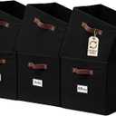 VZFXRD 13 Inch Cube Storage Bin 6 Pack Fabric Basket with Handles and Labels, Cube Storage Organizer for Closet, Bedroom, Living Room, Black