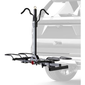 Rockland Foldable 2-Bike Rack with Lock, 200 lbs Capacity, Hitch Mount Bike Rack, Fits up to 5" Fat Tire Width and 50" Wheelbase, Bike Carrier Rack for 2" Receiver for Cars SUVs Vans RVs